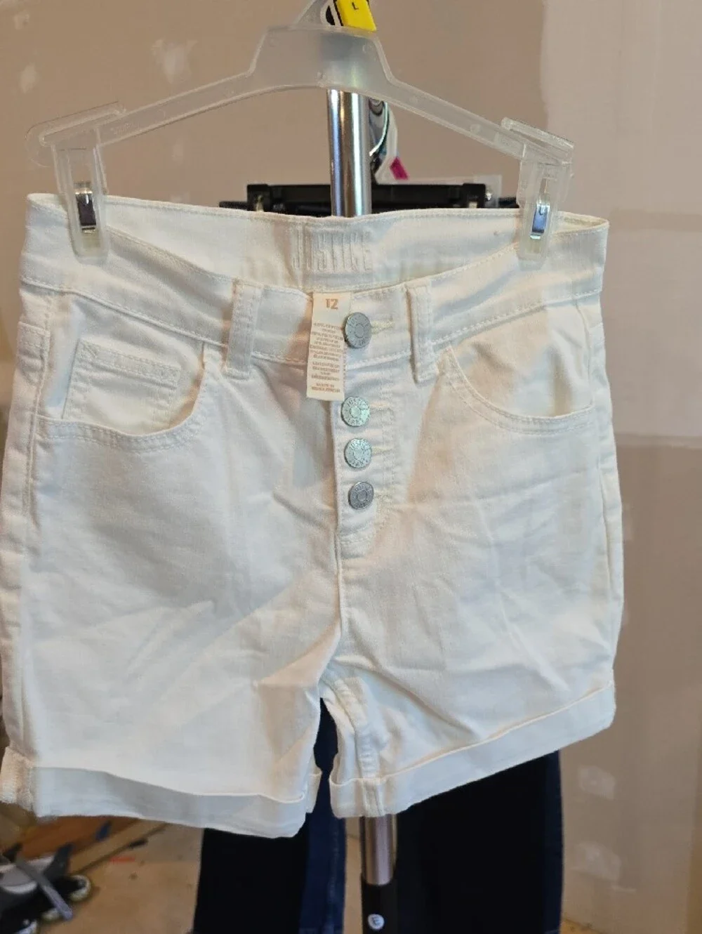 Justice White Girls' Jeans with Branded Silver Buttons Size 12